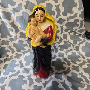 Vintage 1949 St. Clair Pottery piece the Virgin and child hand painted icon